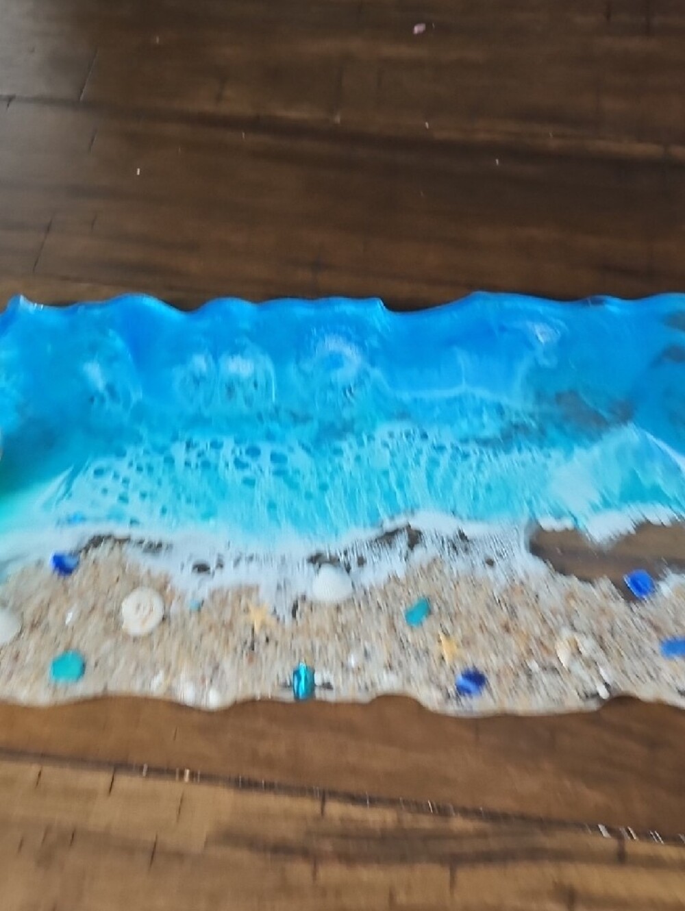 Ocean Wave Resin Beach Tray with Shell Accents - Picture 7 of 7
